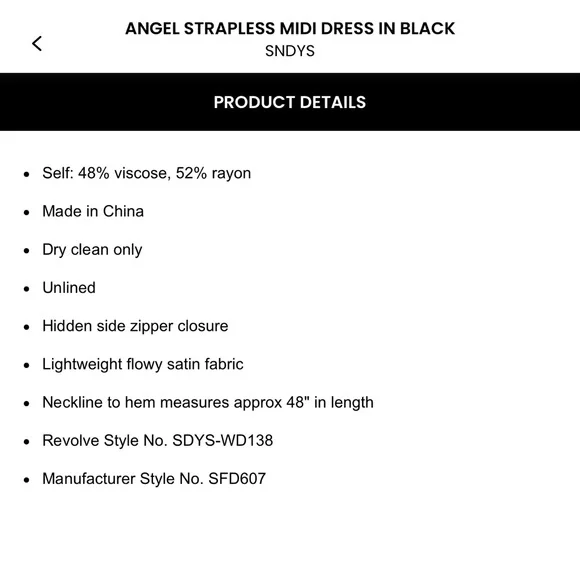 SNDYS Angel Strapless Midi Dress in Black - Picture 4 of 4